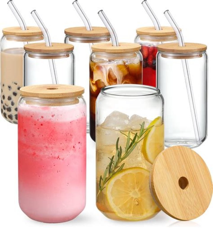 Glass Cups with Bamboo Lids