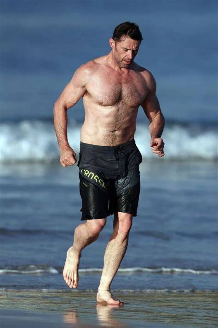 Hugh Jackman Jogging Beach