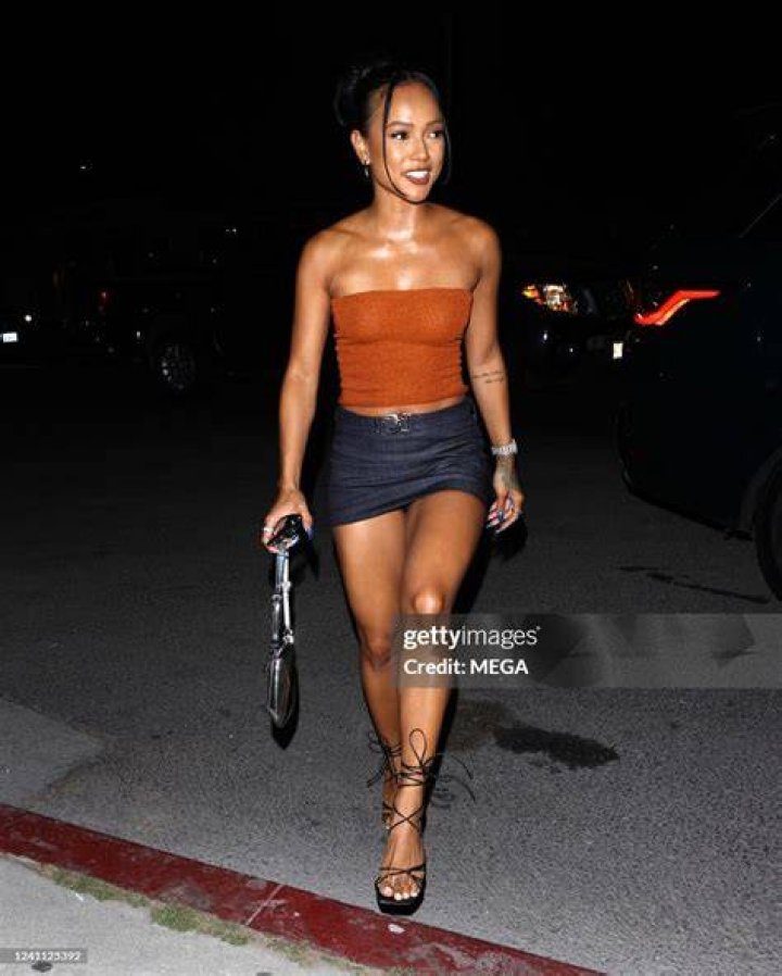Karrueche Tran seen arriving at Doja Cat party at Delilah's. 20 Oct 2021 Pictured: Karrueche Tran. Photo credit: APEX / MEGA TheMegaAgency.com +1 888 505 6342 (Mega Agency TagID: MEGA793835_015.jpg) [Photo via Mega Agency]