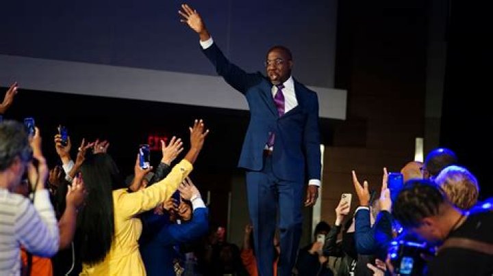 Raphael Warnock Celebrates With Supporters